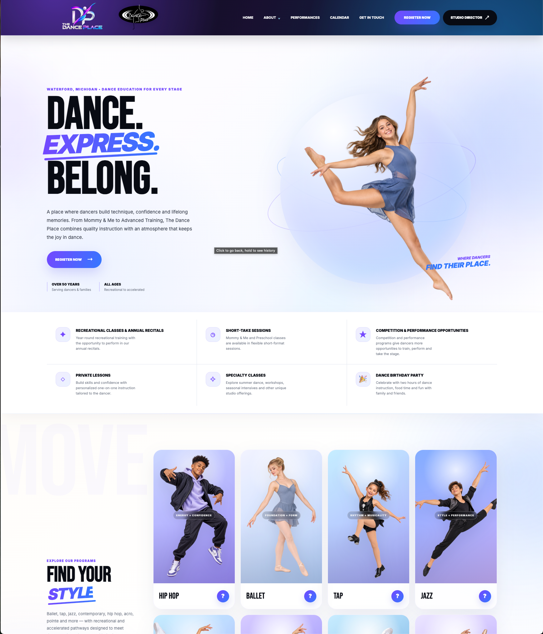 The Dance Place website screenshot