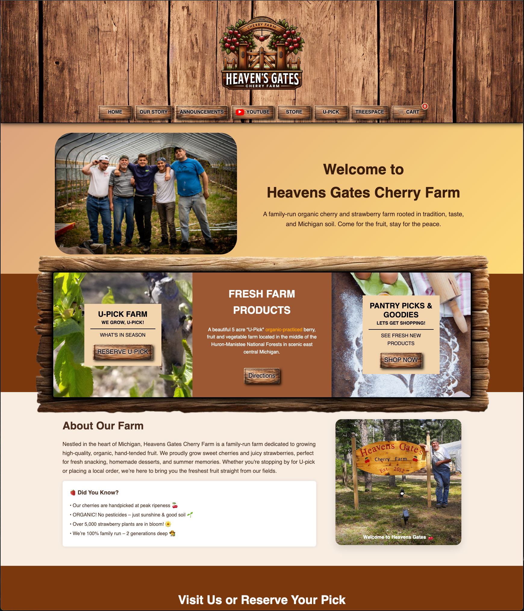 Heaven's Gates Cherry Farm website screenshot